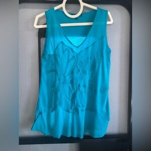 Cable & Gauge Teal Floral Tank Top